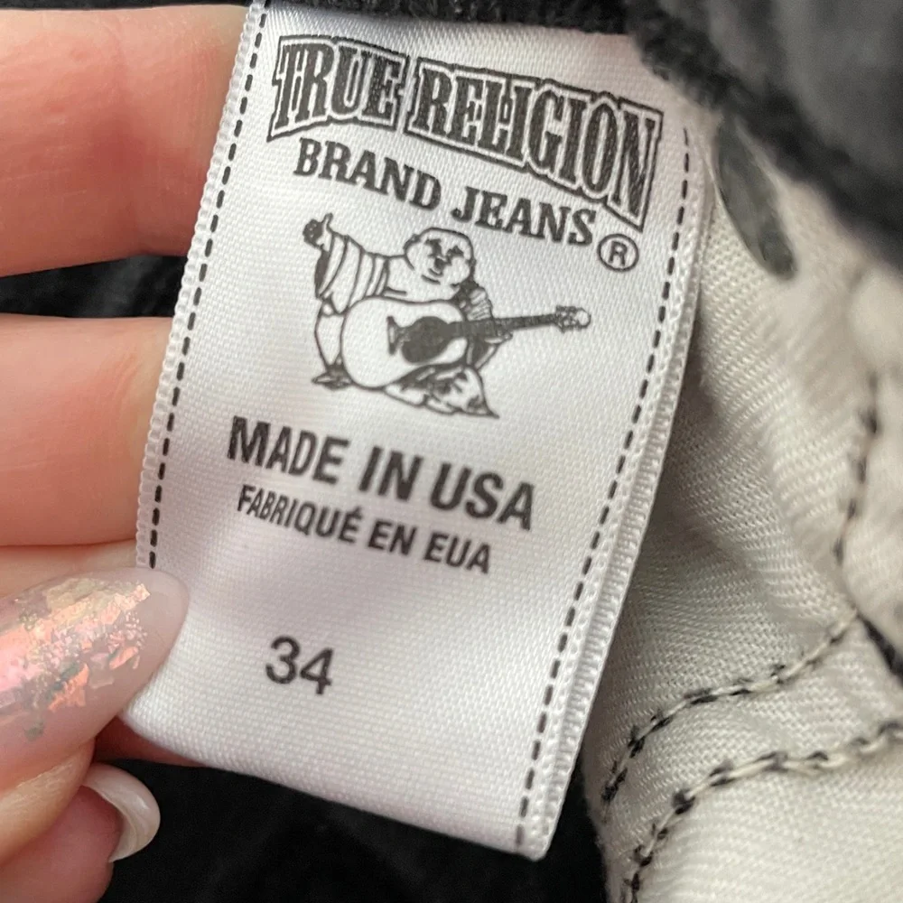 True Religion Jeans Men's Black 34 36 Button Fly Rocco Slim EUC